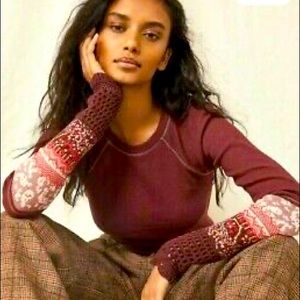 Free People In The Mix Cuff Tee in Rio Vino